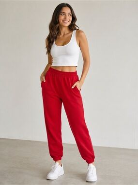 Alice + Olivia Red Jogger Pants L